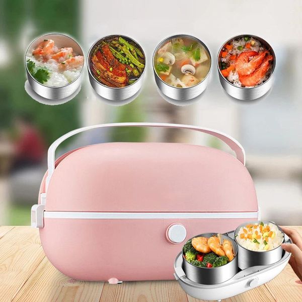 

220v electric lunch box portable stainless steel container steamer rice cooker heated warmer container rice cooker