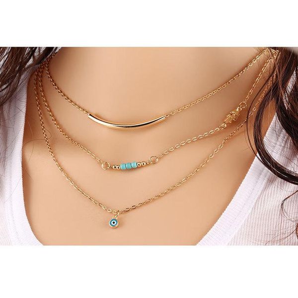

простая золотая цветная медная трубка choker ожерелье мода многослойная цепочка 2018 женщин выписки ожерелье boho ювелирные изделия миссис w, Silver