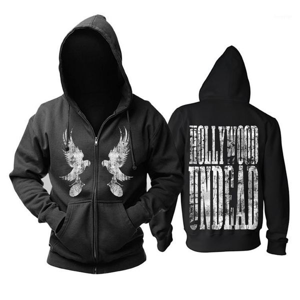 

hollywood undead hipping death metal hardcore men in black hoodie1