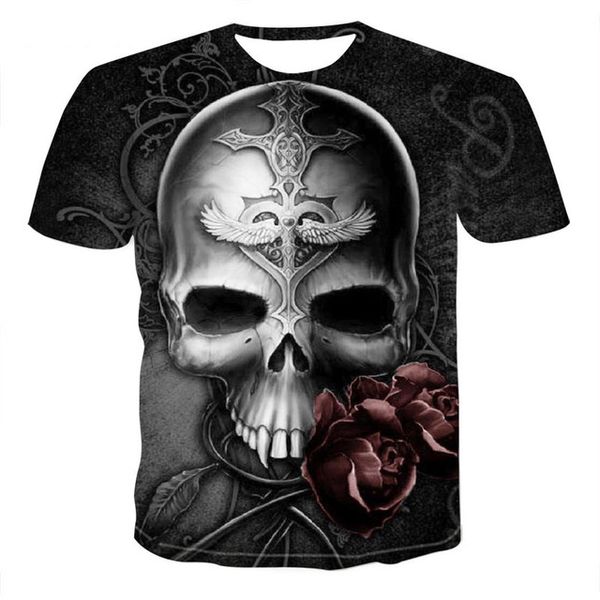

skull demon theme horror 3d summer boy clothing 3d print shirts hippie humor hippie men clothing
