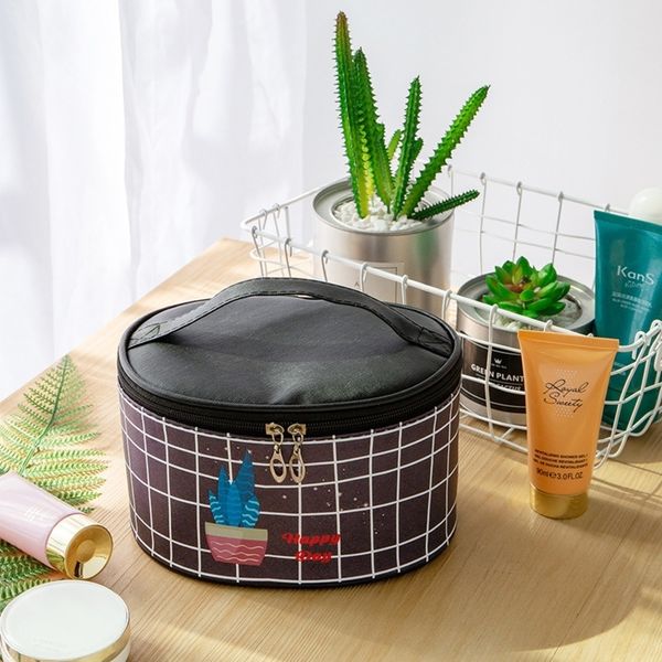 

yiy7b waterproof lady cartoon plaid pu plant cactus creative wash cylinder cosmetic cosmetic bag bathroom bag c74q0