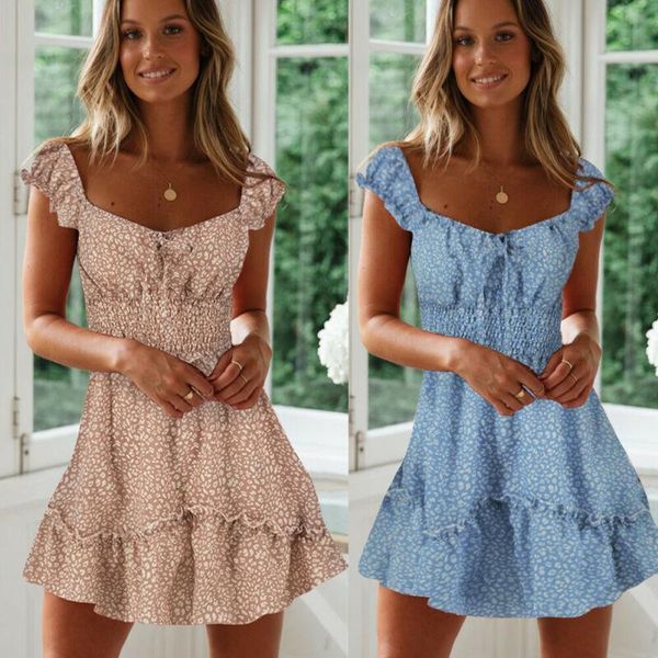 

women fashion summer boho square neck mini short dress evening casual party beach dresses sundress drop shipping, Black;gray