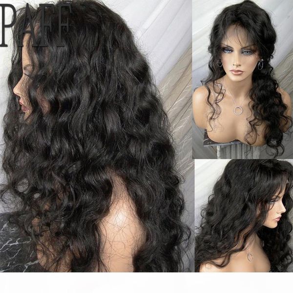 

paff loose wave lace front human hair wigs glueless brazilian remy hair frontal wigs with baby hair pre plucked bleached knots, Black;brown