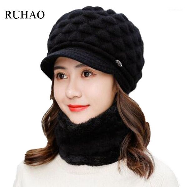 

ruhao winter beanies women scarf knitted hat caps mask gorras bonnet warm baggy winter hats for women beret skullies beanie hats1