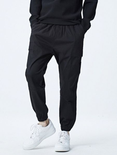 

men solid carrot pants h09c#, Black