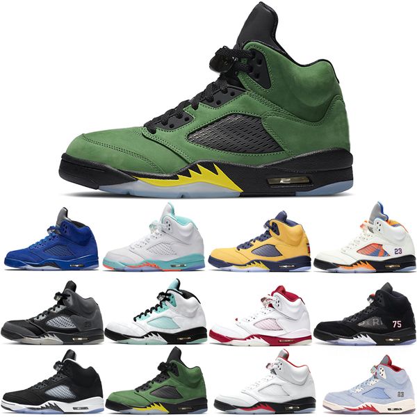 

basketball shoes 5s for men 3 space jam oreo metallic silver laney royal international flight ice blue fire red wings what the white wholesa, White;red