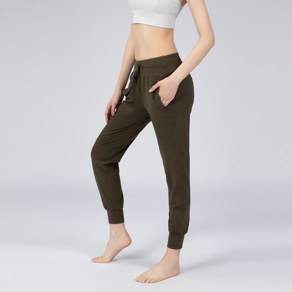 Hohe Taille Fitness Jogger Yoga Hosen Frauen dehnbare Lauftraining Sporthosen mit zwei Seitenpocken