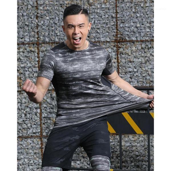 

summer couple models quick-drying t-shirt fan color short sleeve mesh ventilation fashion round neck elastic body shaping simple1, Gray;blue