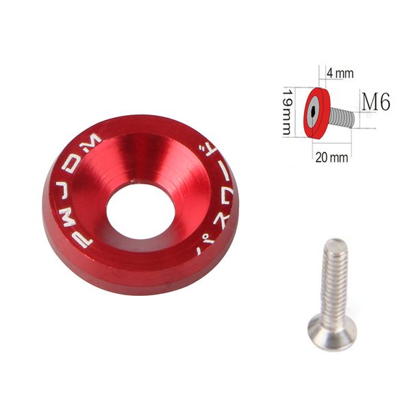 

10pcs red aluminum jdm fender washers and m6 bolt car modified hex fasteners fender washer bumper engine concave screws