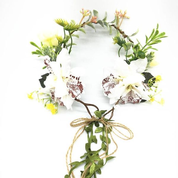 

women wedding party headwear hair accessories bridal flower wreath crown festival headband headdress girl floral qylqla