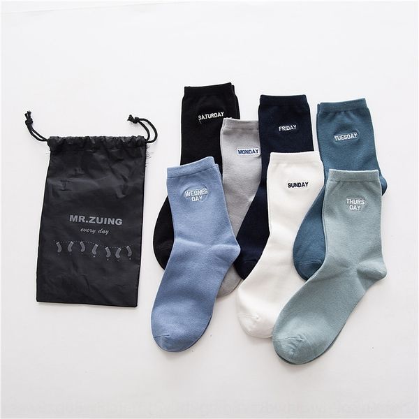 

bmtbw miss day new candy color embroidered english medium candy seven qhp8e socks cotton men's medium socks zheng, Black