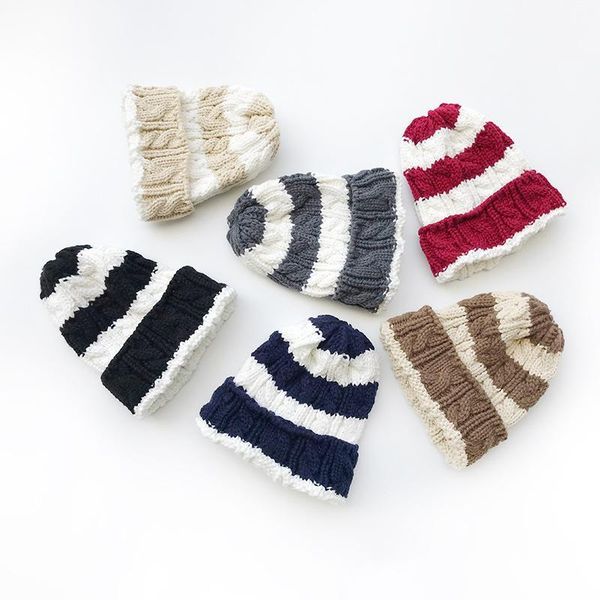 

new autumn winter kids knitted hat twist stripe children knitted beanies boys girls hats, Slivery;white