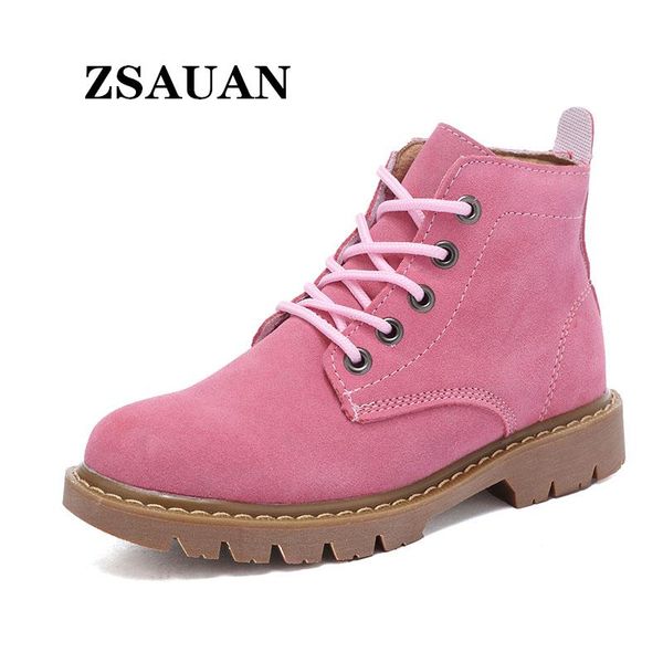 

zsauan plus size 35-44 casual boots couple women pink lace-up boots male ankle sand color outdoor combat desert, Black