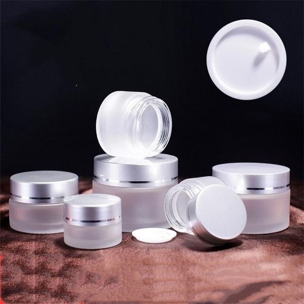 

5g 10g 15g 20g 30g 50g frosted glass cosmetic jar portable sample bottles storage travel packaging container cases for eyeshadow cream
