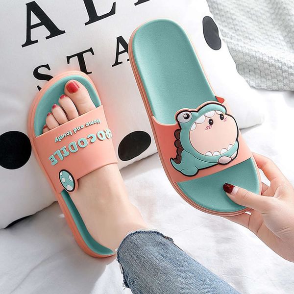 

women wear slipper cute cartoon bathroom outside home in summer, Black;red