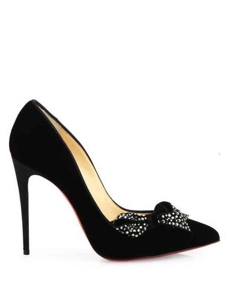 

sandal elegance women's red bottom pumps madamemenule lady red-soles rivets studs shoes dress pump velvet suede leather sandals low/hig, Black