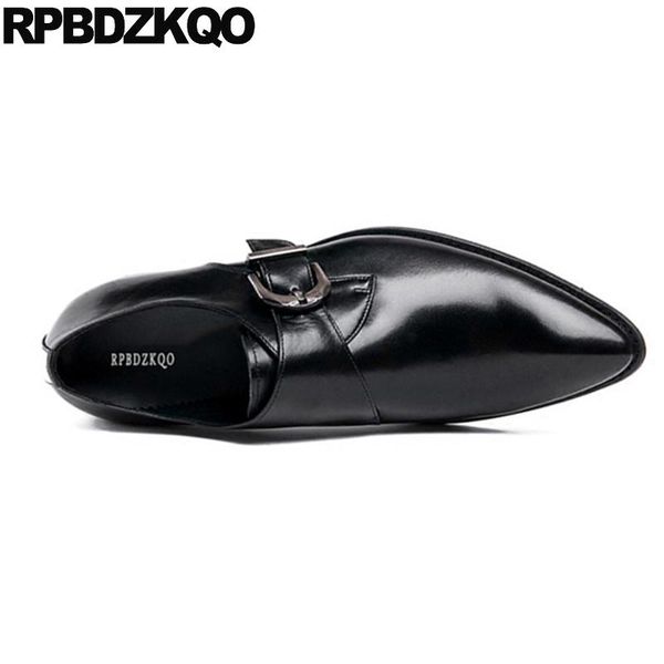 

black burgundy italy british style men dress shoes with buckled european pointed toe monk strap italian brand metal tip office