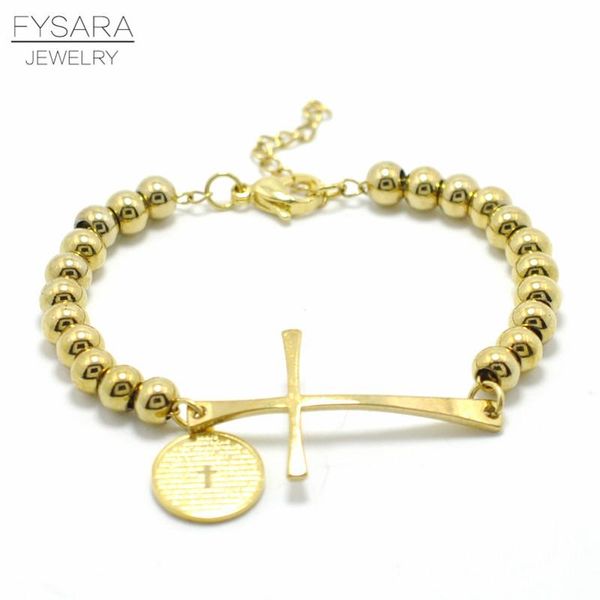 

fysara stainless steel beads bracelet bangle for women men christian jewelry bible virgin mary pulseiras rosary cross bracelets sqcykm, Black