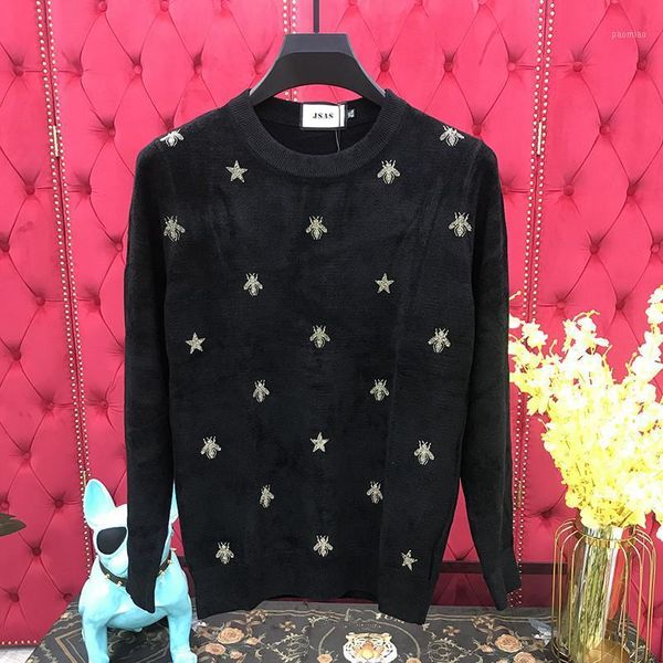 

k1188 fashion men's sweaters 2020 runway luxury european design party style men's clothing1, White;black