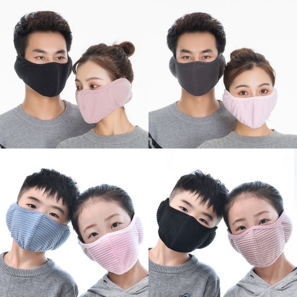 

2020 winter warm audlt kids designer cotton flannel mask biker cyling motor driver ski mask earmuffs reusable washable ear cover mask fy9225, Black