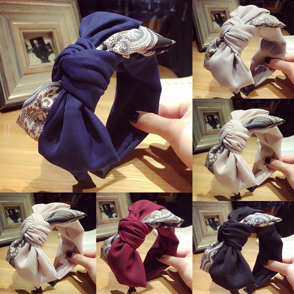 

big bowknot solid color floral wide headband for women korea design head hoop ornament female stretch hairband hair accessories q bbyclk