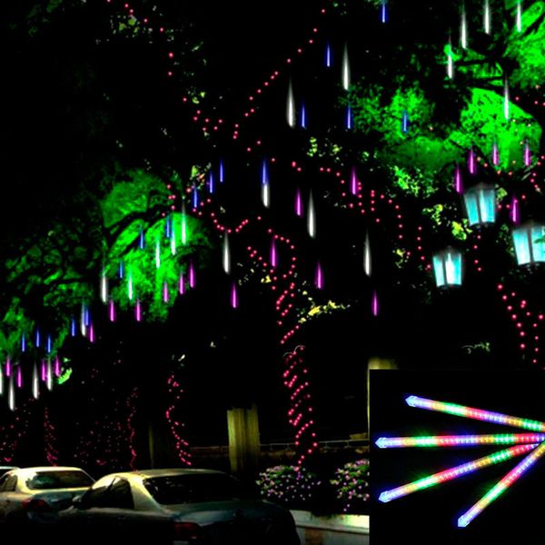50 cm 8 tubo impermeabile vacanza pioggia di meteoriti pioggia luci stringa LED per giardini esterni interni Natale Natale decorazioni per feste albero 201203