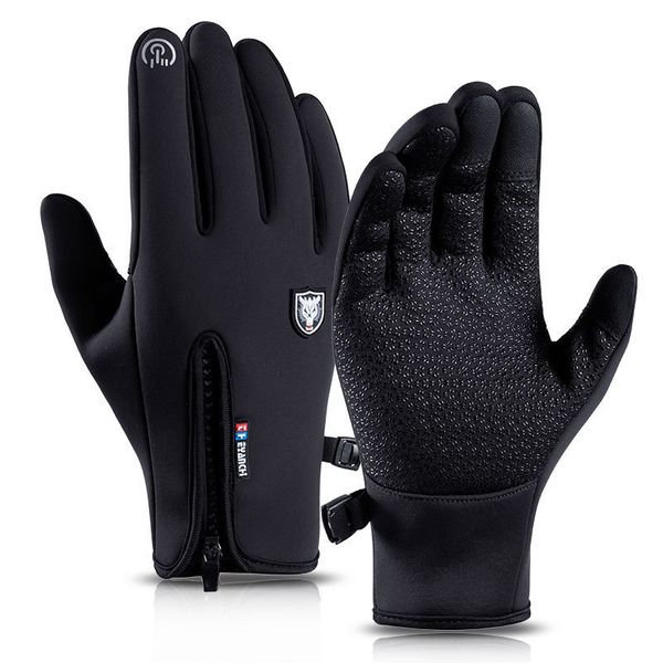 

outdoor bike cycling touchscreen winter warm skiing riding waterproof wind proof full finger mtb gloves, Blue;gray