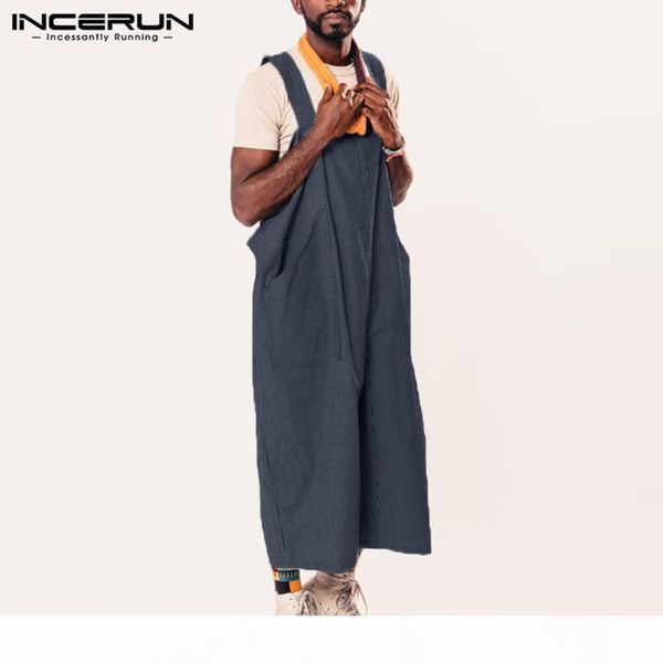 

harajuku playsuits rampers baggy trousers jumpsuits men pants coveralls cowboy overalls wide legs pants hiphop sweatpants man, Black