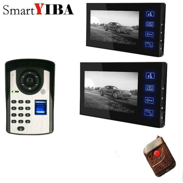 

smartyiba 2*7" tft fingerprint recognition password video door phone intercom doorbell with night vision security cctv1