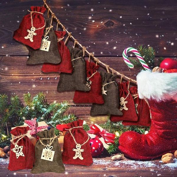 

christmas decorations countdown calendar bag for filling diy advent set with drawstring resusable mdj998
