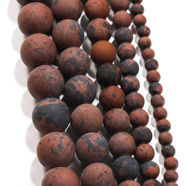 

1strand lot 4 6 8 10mm matte mahagony golden swan natural stone round loose beads for diy bracelet jewelry makings supplies h bbyqzz