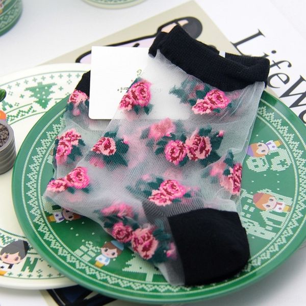 

lt8ag stoc summer and jacquard super thin stockings colorful flower brocade female fashion socks ksox silk stockings silk stockingsjacquard, Black