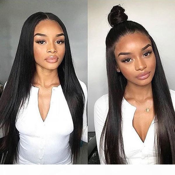

360 frontal full lace front human hair wig peruvian virgin hair straight glueless pre plucked lacefront wigs for black women, Black;brown