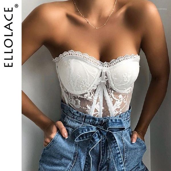 

ellolace crop lingerie bra women bustier summer boob tube female see through white summer strapless bra1, Black;white