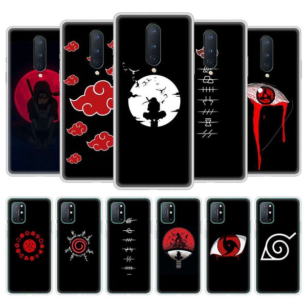 

case oneplus 7, 8, 7t pro, z, nord, n10, n100, 5g, transparent back, mobile matte case, animation, naruto, itachi, black