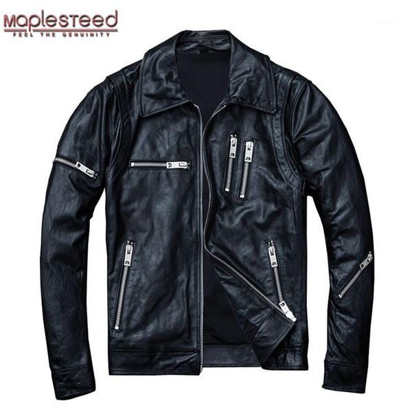 

maplesteed 100% natural sheepskin tanned leather jacket men skin jacket moto biker coat soft black mens leather coat autumn m0051