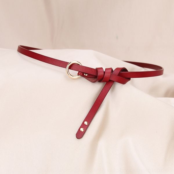 

7aqhk korean roundpure cowhide knotting thin with lacquer finish u3612 korean and leather double rivet belt for women belt, Black;brown