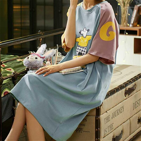 

women's sleepwear women's 2021 nightgown casual short sleeve fashion text cartoon printed comfortable ladies summer1, Black;red