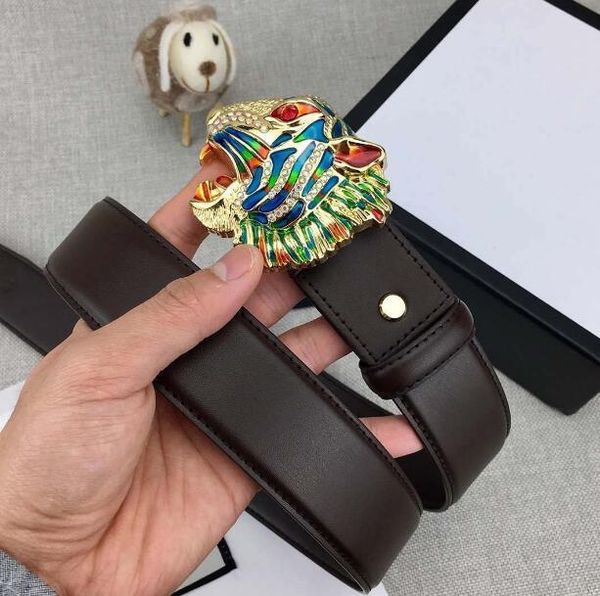 

Tiger Pattern Men Womens Designer Belts Luxury Belt Brand Fashion Leather Belt Casual Smooth Buckle Width 38mm with Boxs Wholesale
