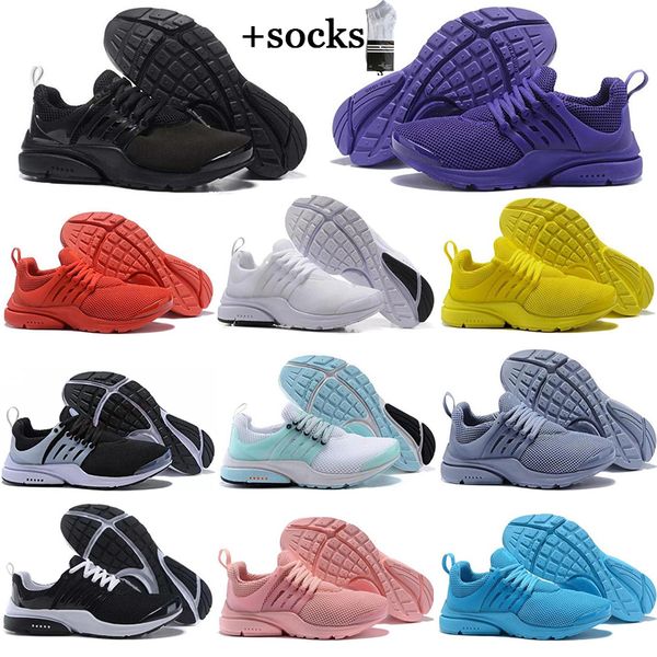 

with socks new brand men women running shoes triple black purple all red mesh breathable athletic sneaker 36-45, White;red