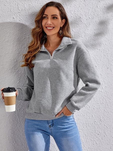 

emery rose quarter zip drop shoulder sweatshirt 82no#, White;black