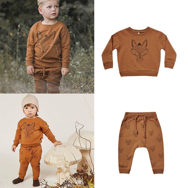

enkelibb rylee and cru kids fox pattern sweatshirt pants matching boys long sleeve casual for autumn winter child clothes 1006, Blue