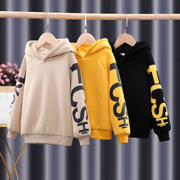 

and 2020 winter wear girls' autumn thickened hooded sweater children's leisure loose plush top, Black