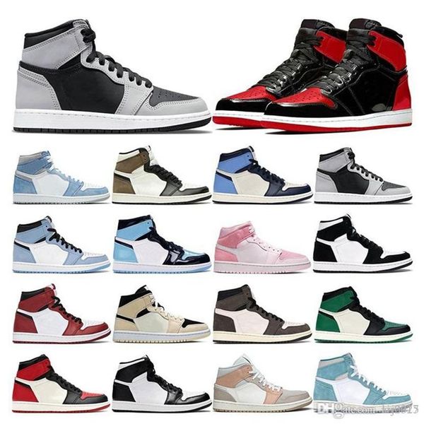 

original jumpman 1 basketball shoes 1s obsidian unc sandals fearless flight university blue red backboard sport sneaker trainer men women 36, Black