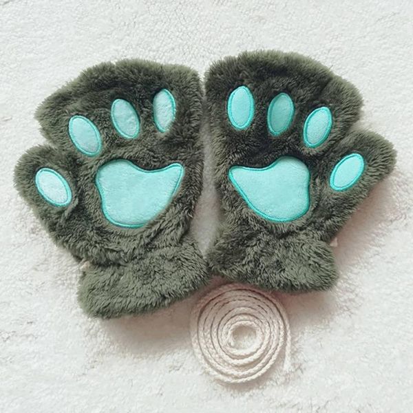 

new autumn/winter 2020 open-fingered cat thickened fluff gloves, Blue;gray