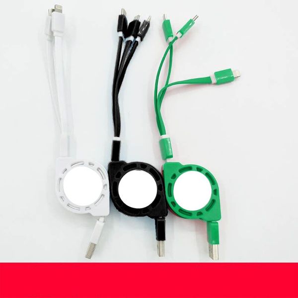 

sublimation blank charging line 1.5m scalable pull at both ends three in one data lines multi function charger wire phone 9 9hy n2