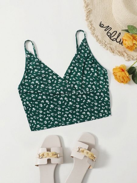 

ditsy floral surplice cami q7mg#, White