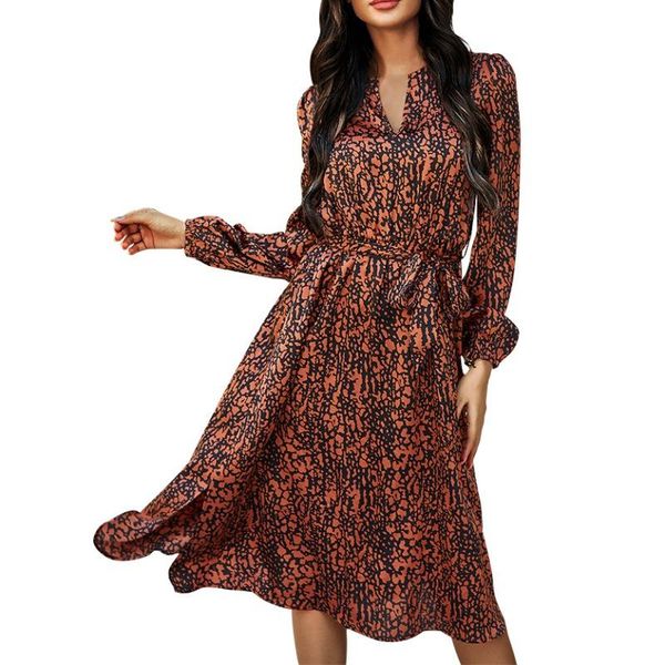 

женские ретро напечатанные платье леопардовый принт высокотенечной тонкой повседневной мягкой комфортными платьями vestidos, Black;gray