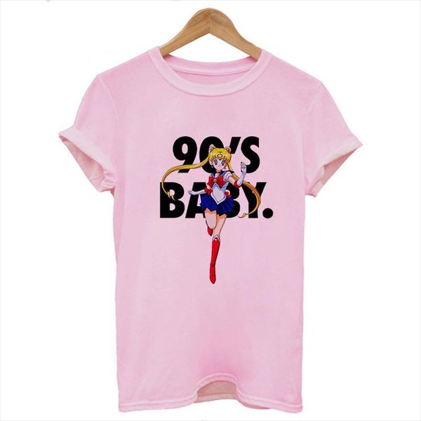 

women clothes 2020 thin section summer harajuku sailor moon shirt 90s baby fashion leisure t shirt aesthetic tshirt, White