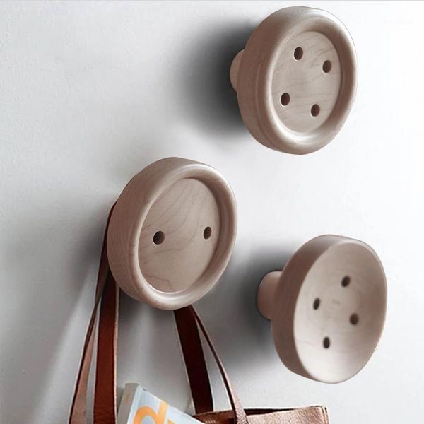 

hooks & rails woody robe home decoration knobs wall hanger with nail natural maple wood button hallway hanging storage shelf rack1